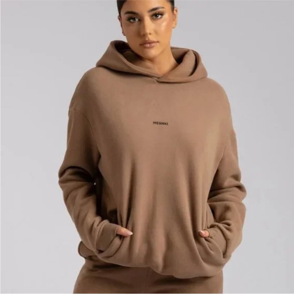 Meshki Bay Unisex Oversized Cozy Hoodie Pullover Sweater Mocha M